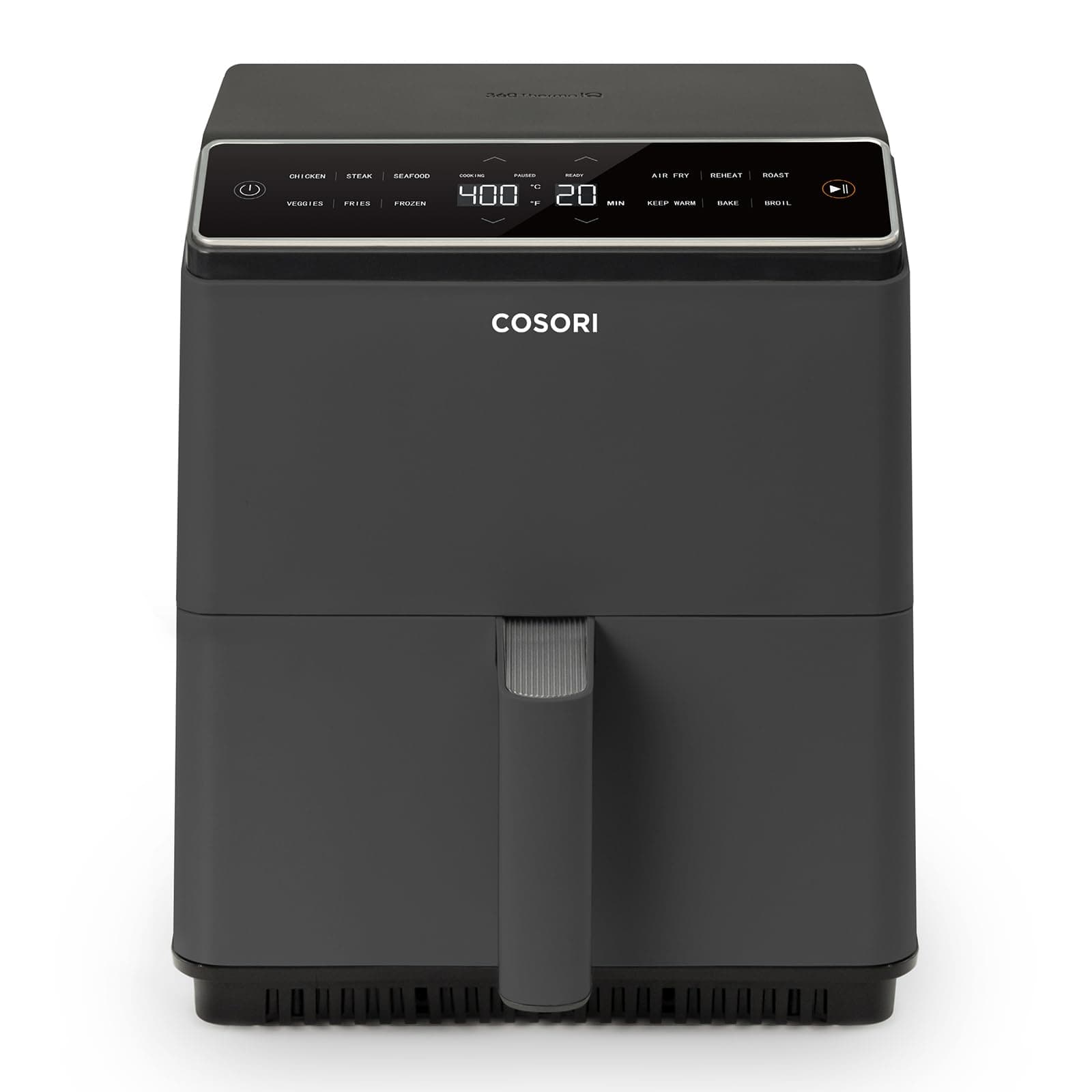 Cosori Air Fryer 6.8-Qt, 12 One-Touch Functions, Dual Heating Elements for Even Cooking, Ceramic-Coated Nonstick Basket, Dishwasher-Safe, 1750W, Family Size for 4-6, Gray