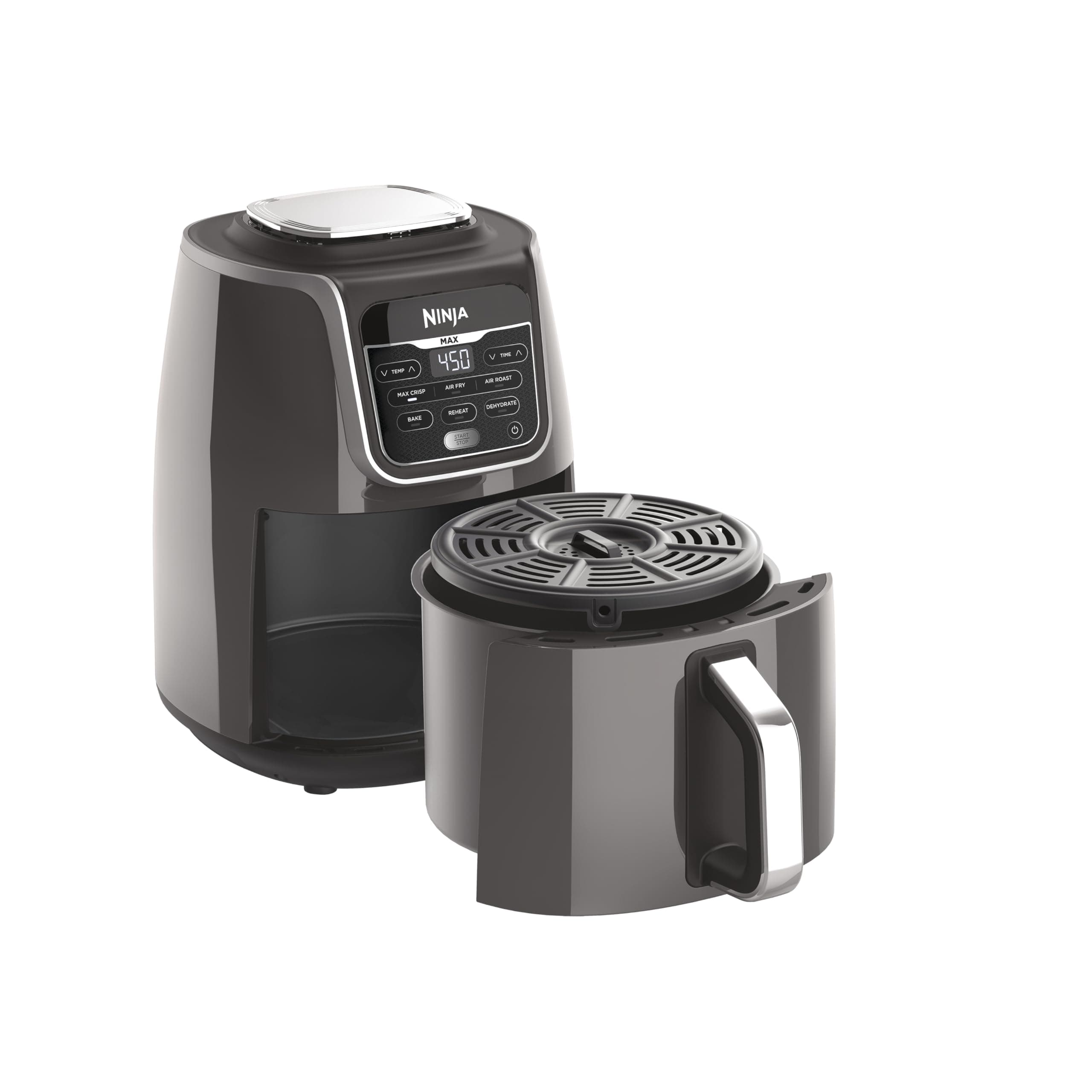 Ninja AF161 Max XL Air Fryer that Cooks, Crisps, Roasts, Bakes, Reheats and Dehydrates, with 5.5 Quart Capacity, and a High Gloss Finish, Grey