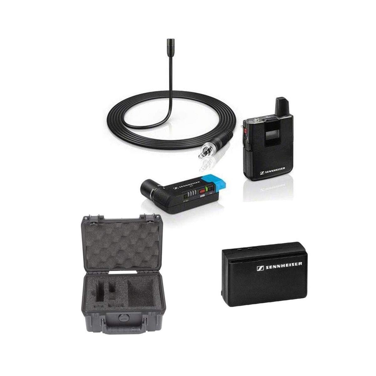 Sennheiser AVX Camera-Mountable Lavalier Digital Wireless Set (ME2 Lavalier) Bundle with SKB Waterproof Case and BA20 Recharging Battery Pack