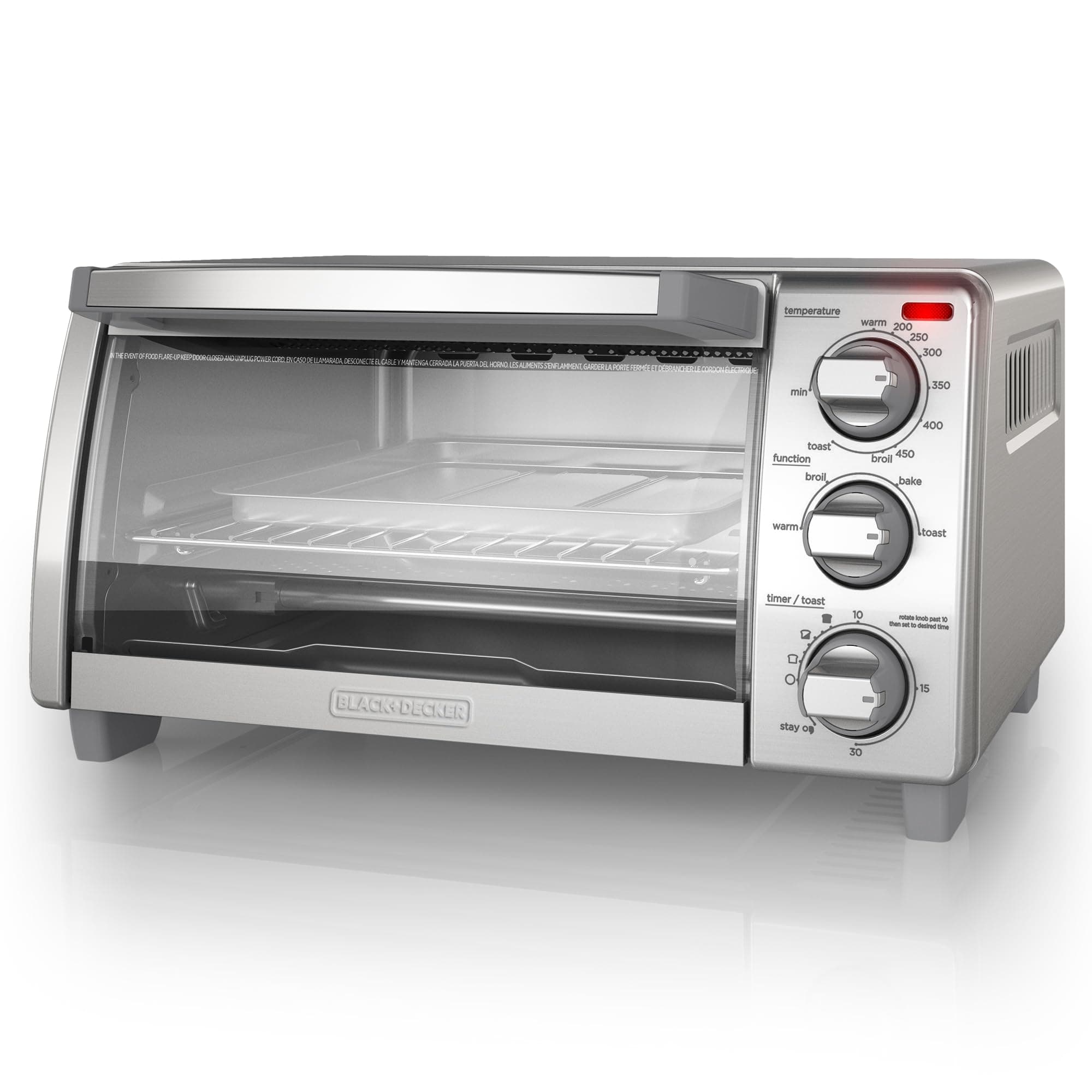 BLACK+DECKER 4-Slice Toaster Oven with Natural Convection, Stainless Steel, TO1760SS (TO1760SST-1)