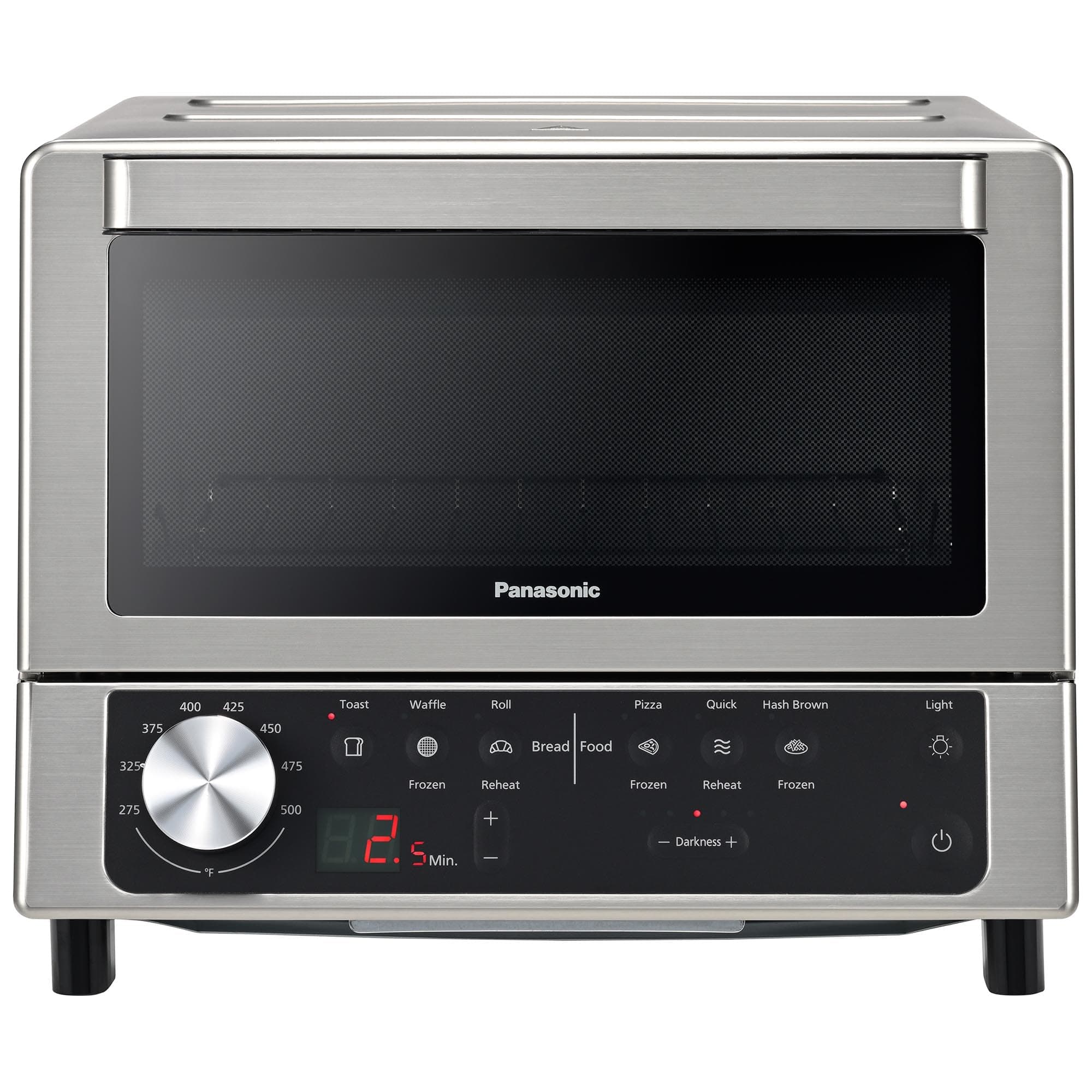 Panasonic FlashXpress Toaster Oven Countertop, Compact 4 Slice Toaster Oven w/Double Infrared Heating, PFAS-free, 6 Auto Cook Options & Precise Temperature Control, 1300W - NB-G200P (Stainless Steel)