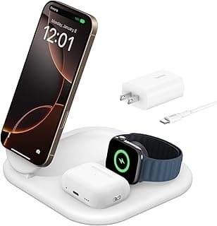 Belkin 3-in-1 MagSafe-Compatible iPhone Charger - Foldable Magnetic Qi2 Certified, MagSafe Charging Station for Phone, Apple Watch, AirPods - Wireless for Multiple Devices