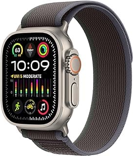 Apple Watch Ultra 2 [GPS + Cellular 49mm] Smartwatch with Rugged Titanium Case & Blue/Black Trail Loop S/M. Fitness Tracker, Precision GPS, Action Button, Extra-Long Battery Life