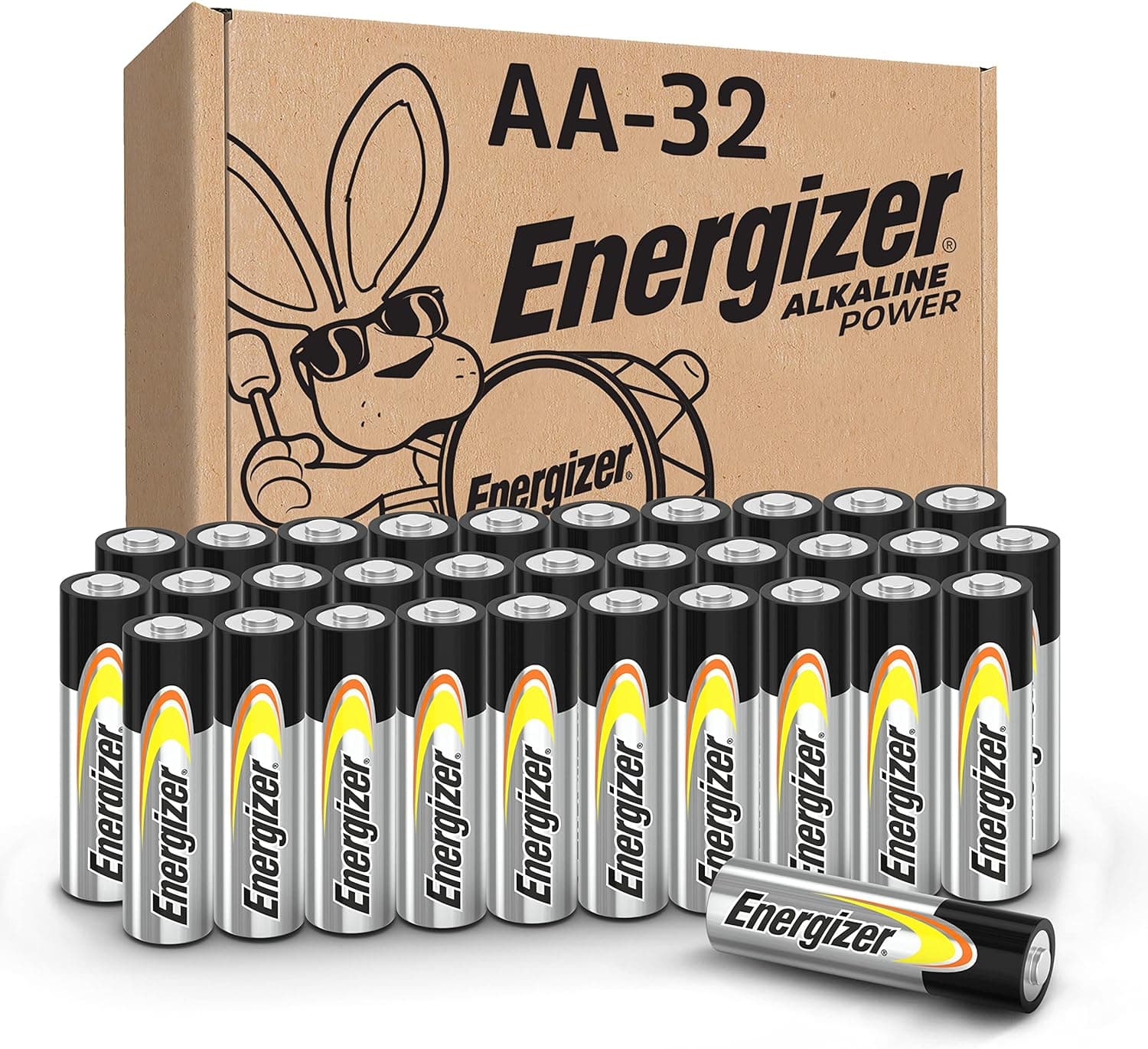 Energizer AA Batteries Alkaline Power, 32 Count Alkaline Double A Battery Pack