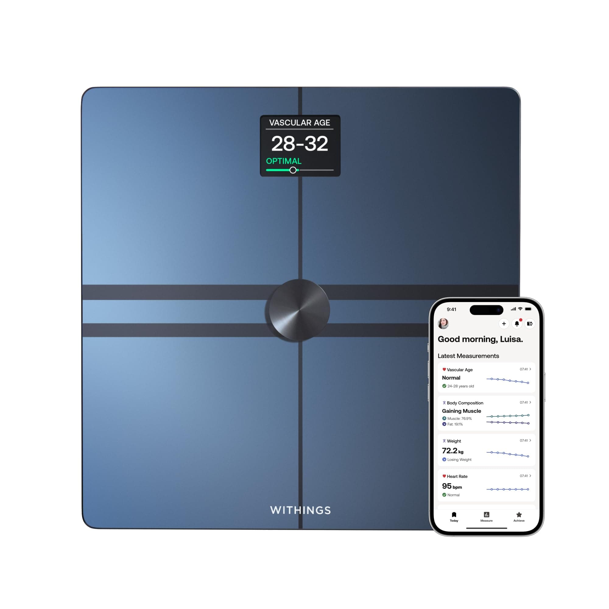 WITHINGS Body Comp - Scale for Body Weight and Complete Body Analysis, Wi-Fi & Bluetooth, Baby Digital Scale, Accurate Visceral Fat, Heart Health, Scales Compatible with Apple