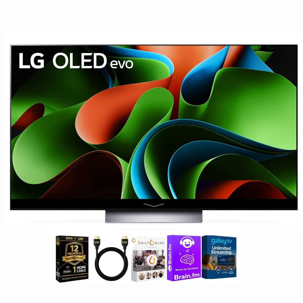 LG 65-Inch OLED C3 HDR 4K Smart OLED TV Bundle - 120 HZ Refresh Rate + UAX 4K HDMI 2.0 Cable + CPS 24 Months Protection and Streaming Kit with Alexa