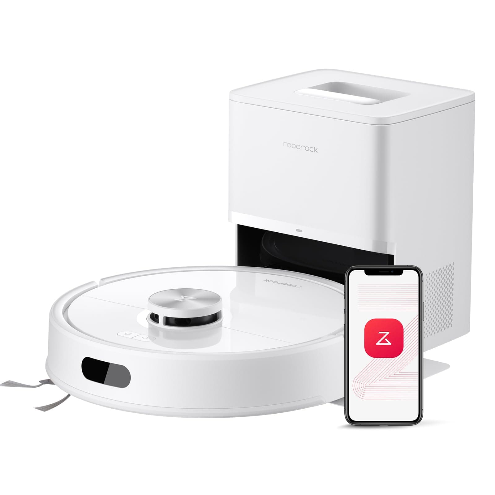 roborock Q7 M5+ Robot Vacuum and Mop, Upgraded from Q5 Max+, Up to 7-9 Weeks Self-Empty, 10000Pa Suction, Dual Anti-Tangle System for Pet Hair & Carpet, PreciSense LiDAR Navigation, App Control, White