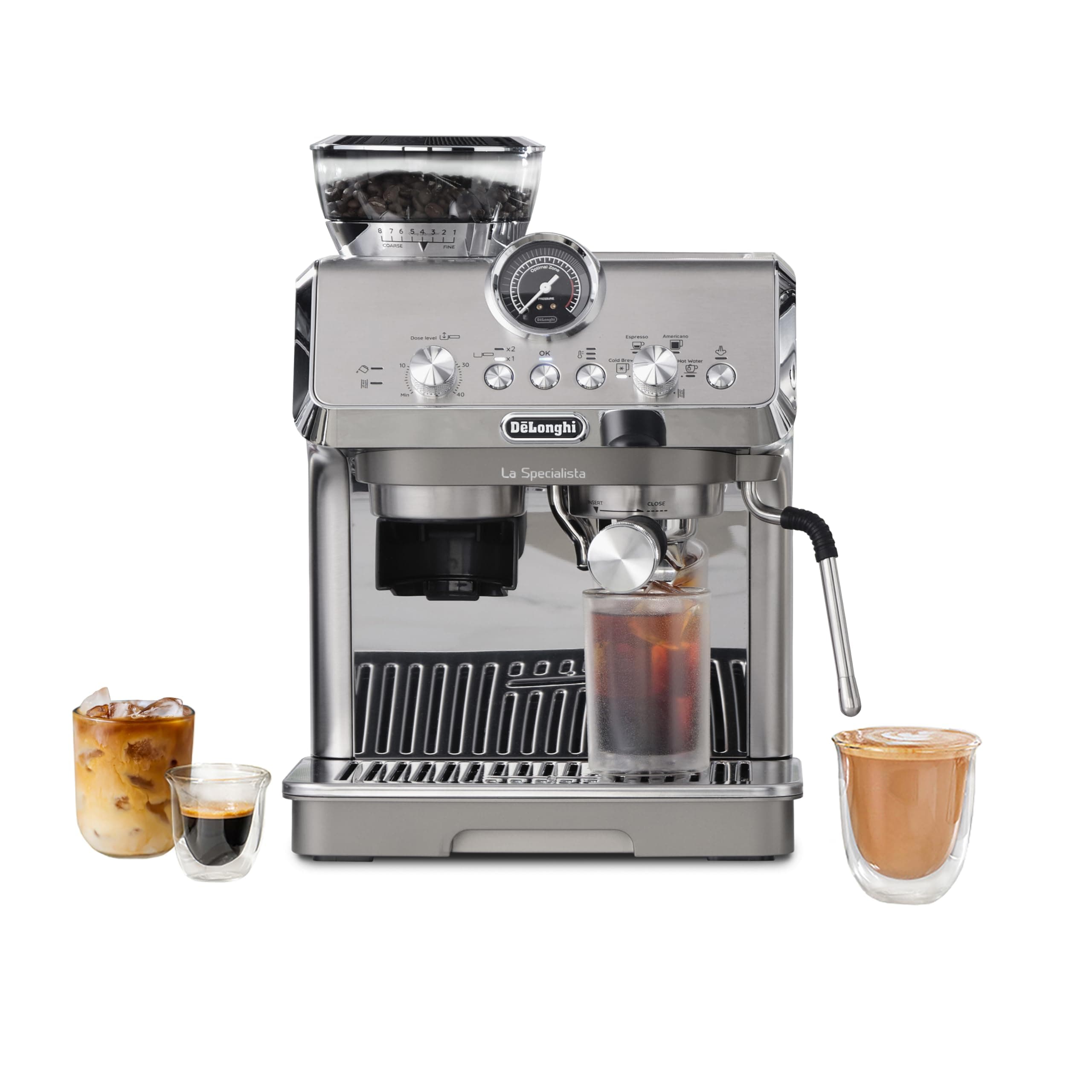 De'Longhi La Specialista Arte Evo Espresso Machine - Compact Cold Brew Coffee Maker with Grinder, Milk Steam Wand/Frother & Tamping Tools - Home Barista Kit for Lattes, Cappuccinos, Iced Coffee