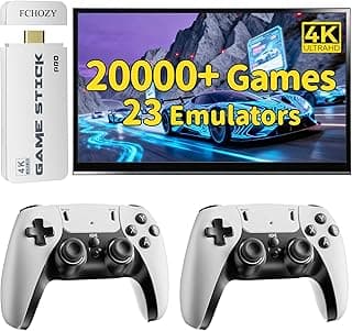 2026 Retro Gaming Console, 20K+ Classic Games, 23 Emulators, 4K HDMI Game Stick with Upgraded Dual 2.4G Wireless Controllers 64GB, Plug-and-Play Video Game Console for TV (White)